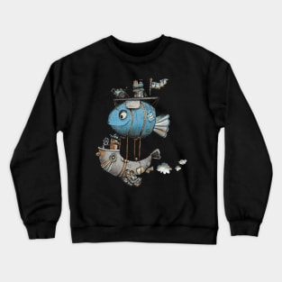 A robot-fish-zeppelin Crewneck Sweatshirt